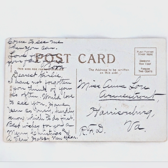 Antique 1906 Embossed Christmas Postcard – Santa Claus, Basket & Angels – Mailed - Picture 2 of 2